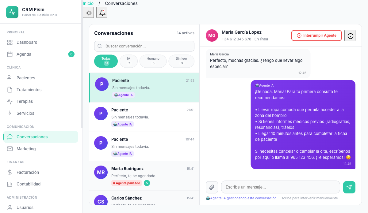 Conversaciones unificadas — Nutrinexa Inteligente